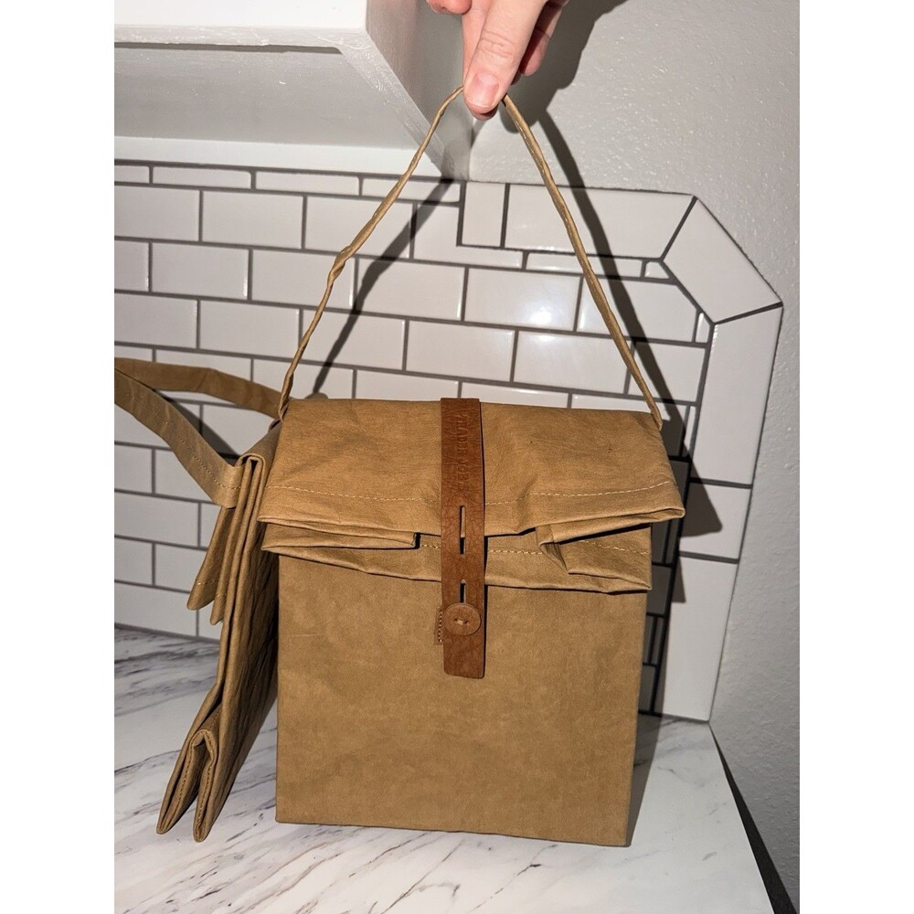 Lot Of 2 Trader Joe's Reusable Lunch Bag Washable Paper Tan Brown